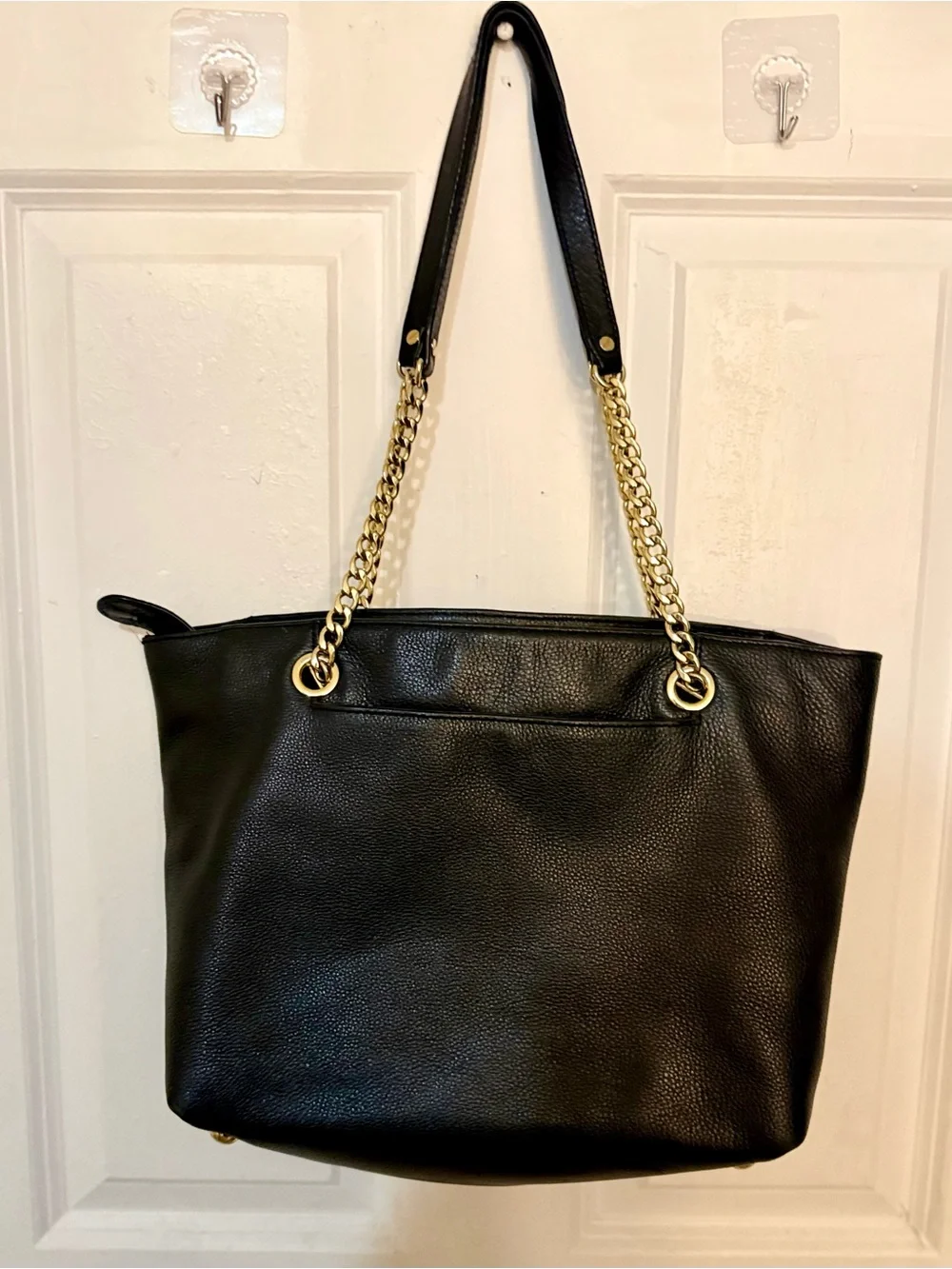 Michael Kors Fulton Large Pebble Leather Shoulder Tote Bag Black / Gold Hardware